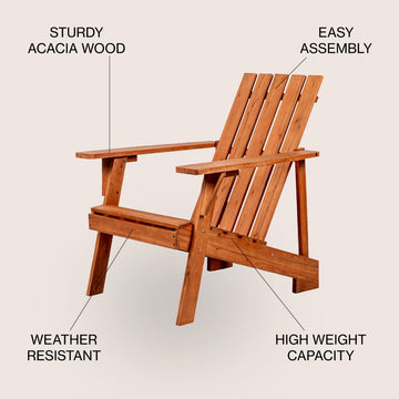 Irving Outdoor Patio Modern Acacia Wood Adirondack Chair - JONATHAN Y